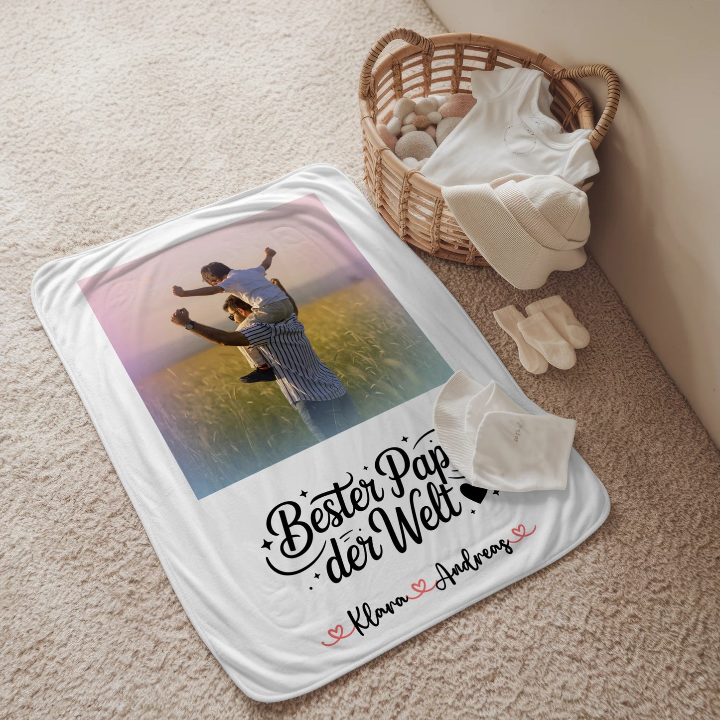 Personalisierte Kuscheldecke Mit Namen Papa Mit Foto & Wunschtext