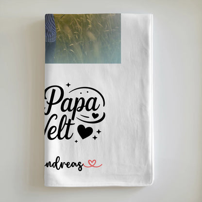 Personalisierte Kuscheldecke Mit Namen Papa Mit Foto & Wunschtext