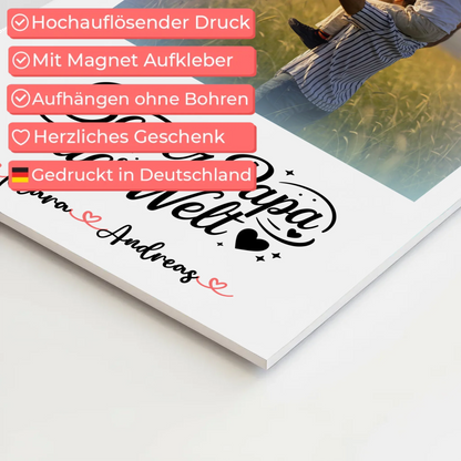 Poster Magnetisch Bester Papa Der Welt Mit Foto Namen & Wunschtext