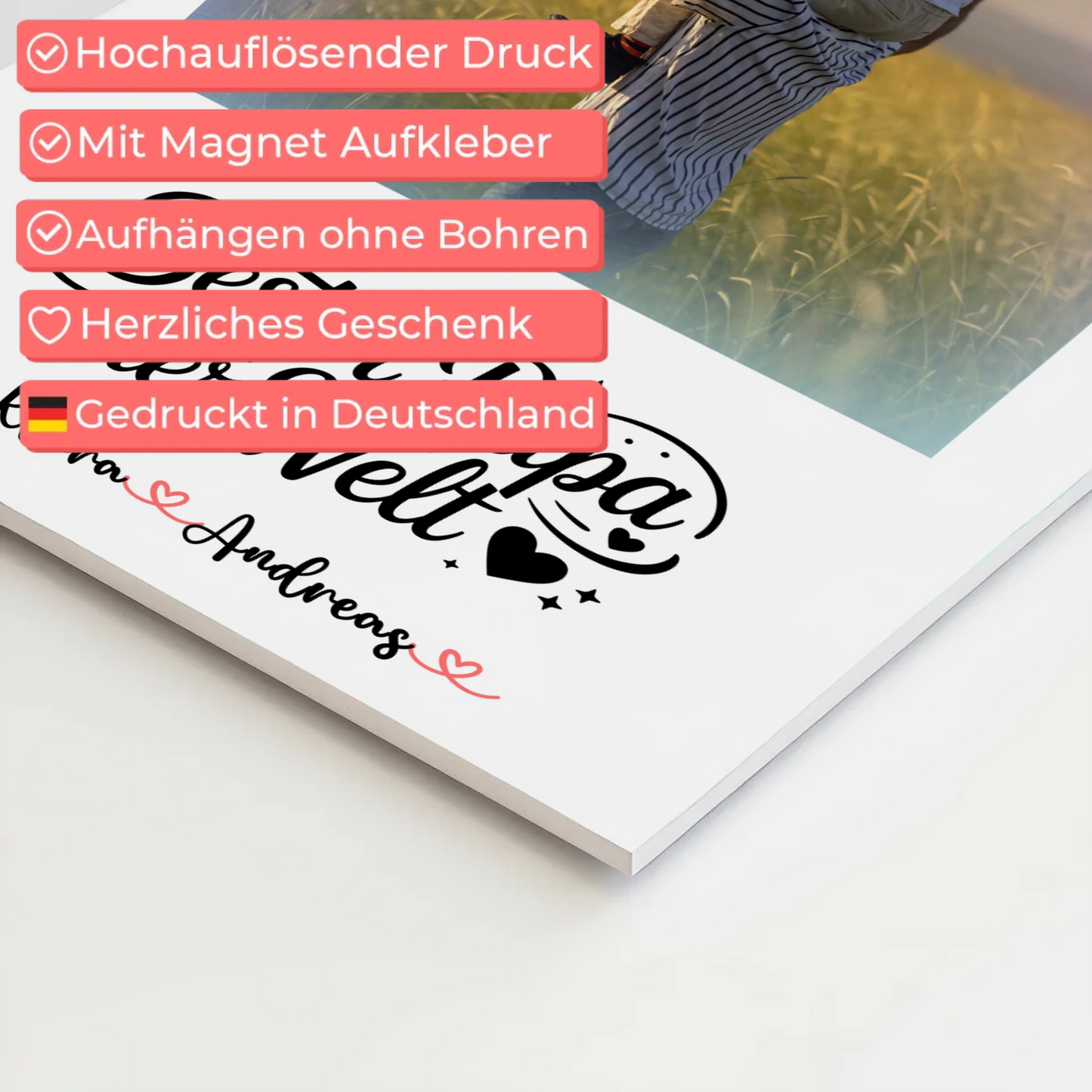 Poster Magnetisch Bester Papa Der Welt Mit Foto Namen & Wunschtext