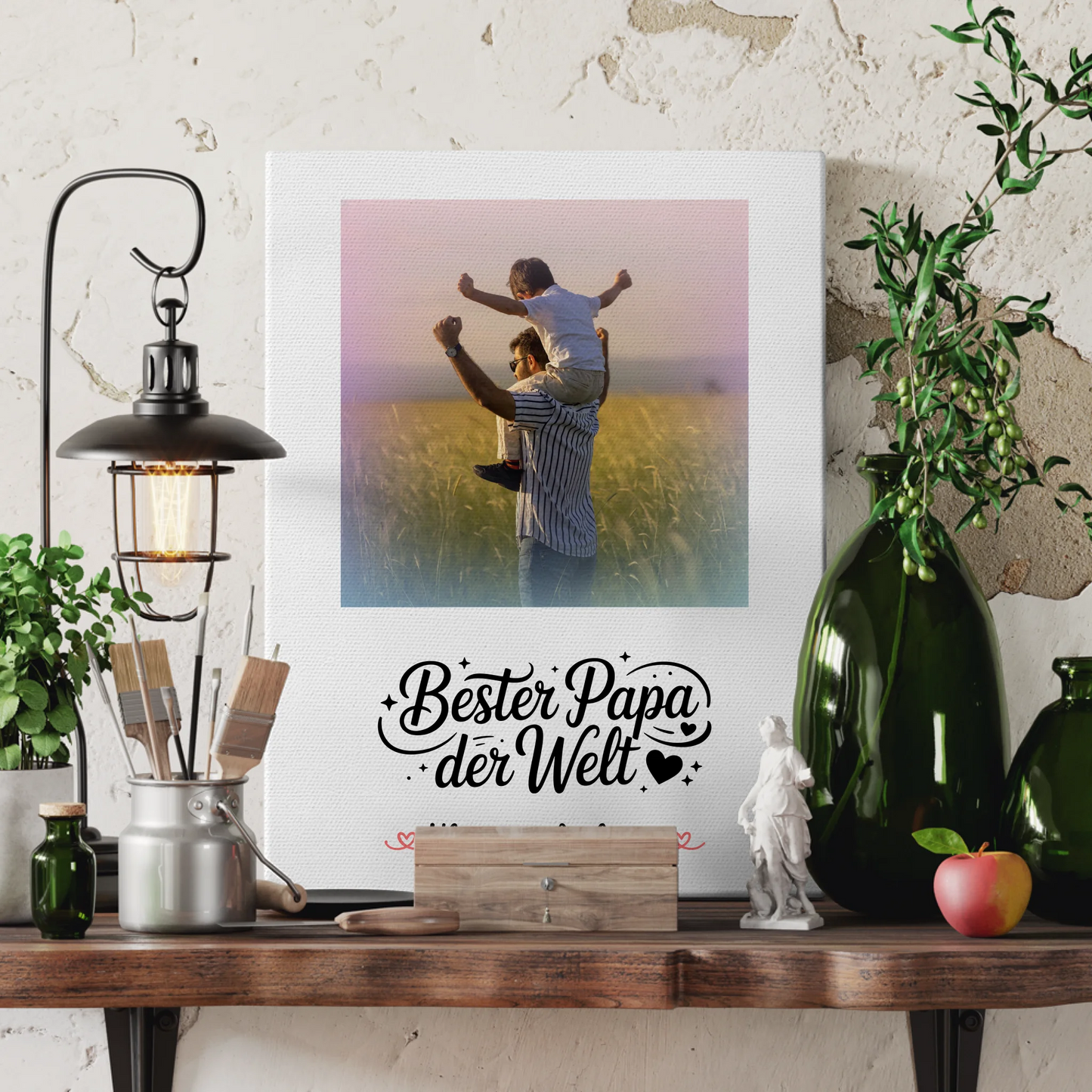 Leinwand Collagen Erstellen Bester Papa Der Welt mit Foto Namen & Spruch