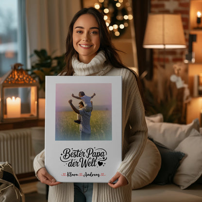 Leinwand Collagen Erstellen Bester Papa Der Welt mit Foto Namen & Spruch