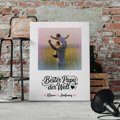 Leinwand Collagen Erstellen Bester Papa Der Welt mit Foto Namen & Spruch