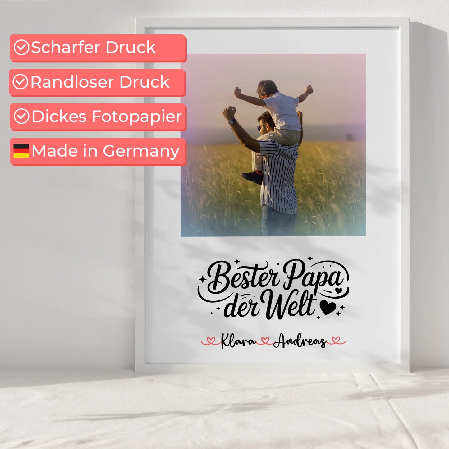 Poster Papa personalisiert mit Foto, Namen & Wunschtext - Bester Papa der Welt