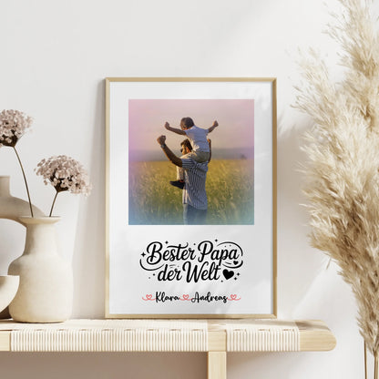 Poster Papa personalisiert mit Foto, Namen & Wunschtext - Bester Papa der Welt