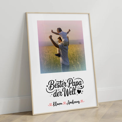 Poster Papa personalisiert mit Foto, Namen & Wunschtext - Bester Papa der Welt