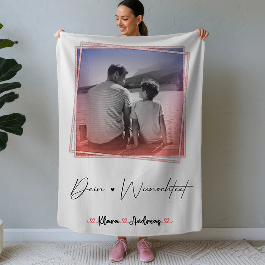 Personalisierte Decke Mann mit Foto, Namen & Wunschtext Papa
