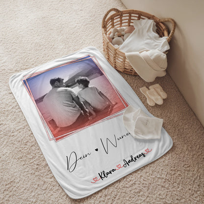 Personalisierte Decke Mann mit Foto, Namen & Wunschtext Papa