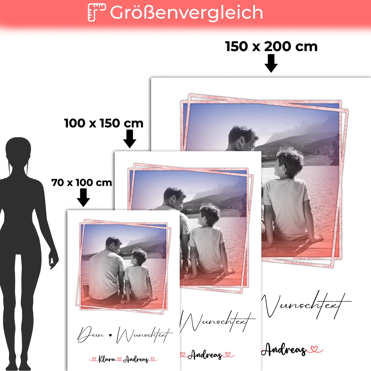 Personalisierte Decke Mann mit Foto, Namen & Wunschtext Papa