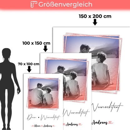 Personalisierte Decke Mann mit Foto, Namen & Wunschtext Papa