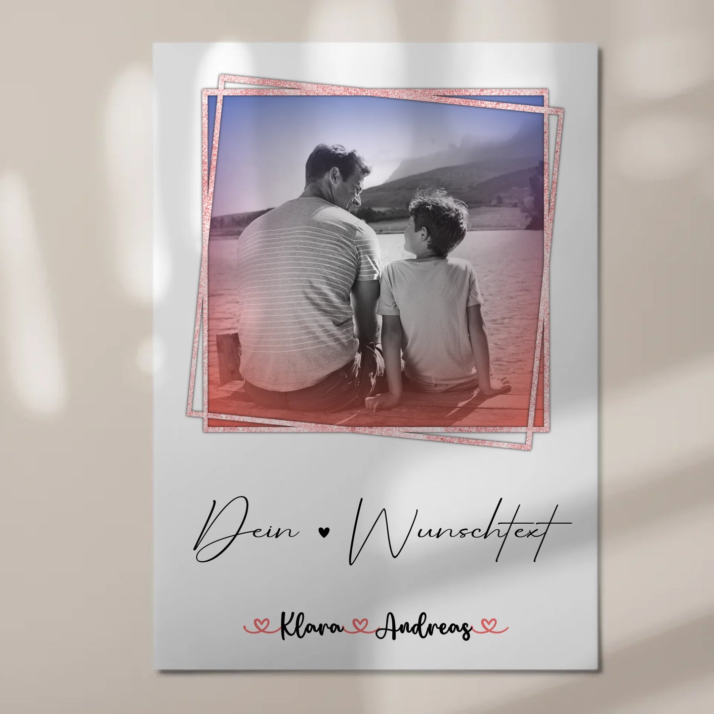 Magnetposter Fotoboard mit Wunschtext Papa mit Namen Foto Black & White