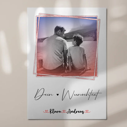 Magnetposter Fotoboard mit Wunschtext Papa mit Namen Foto Black & White
