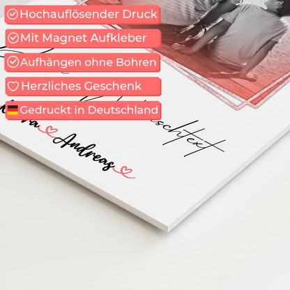 Magnetposter Fotoboard mit Wunschtext Papa mit Namen Foto Black & White