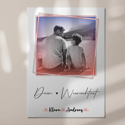 Magnetposter Fotoboard mit Wunschtext Papa mit Namen Foto Black & White