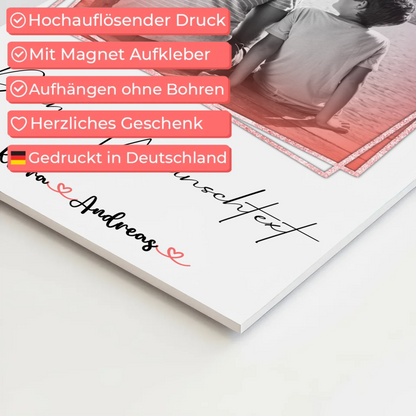 Magnetposter Fotoboard mit Wunschtext Papa mit Namen Foto Black & White