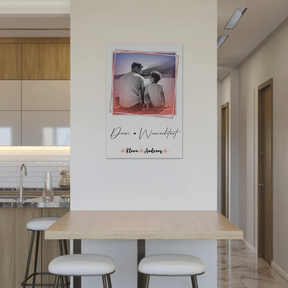 Magnetposter Fotoboard mit Wunschtext Papa mit Namen Foto Black & White