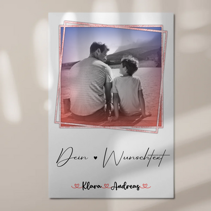 Magnetposter Fotoboard mit Wunschtext Papa mit Namen Foto Black & White