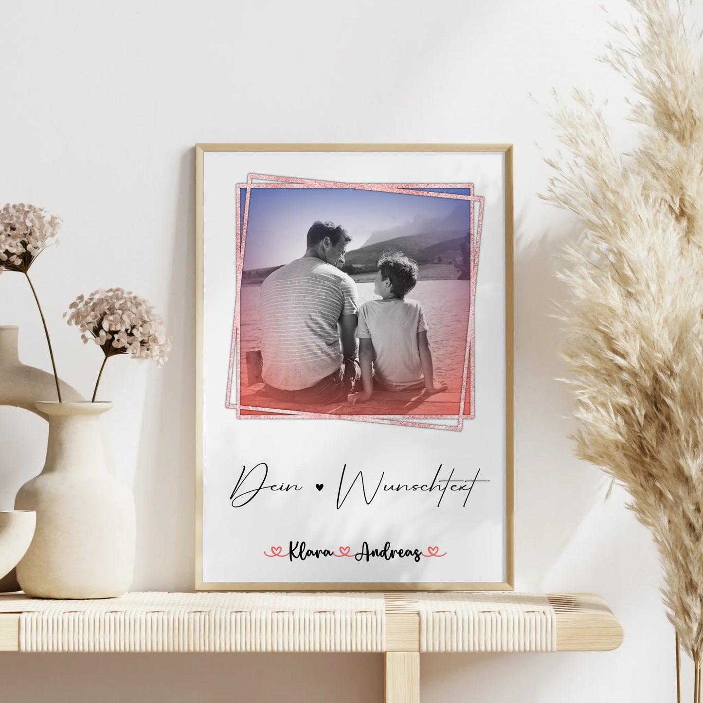 Papa Poster mit Namen & Foto, Wunschtext, Black & White