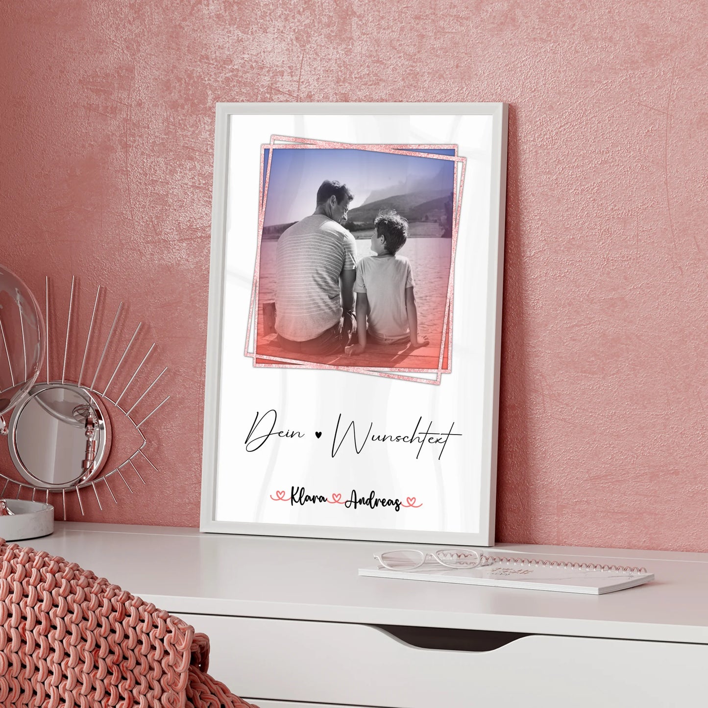 Papa Poster mit Namen & Foto, Wunschtext, Black & White