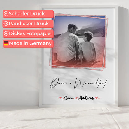 Papa Poster mit Namen & Foto, Wunschtext, Black & White