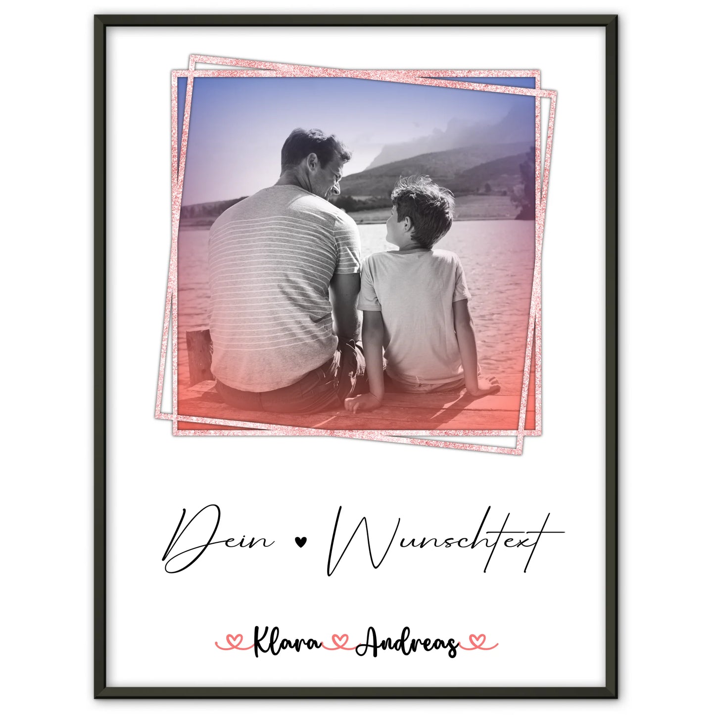 Papa Poster mit Namen & Foto, Wunschtext, Black & White
