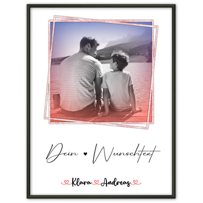 Papa Poster mit Namen & Foto, Wunschtext, Black & White