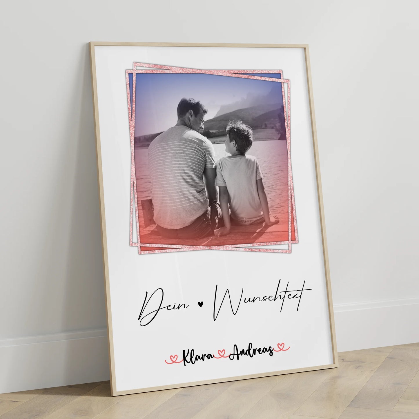 Papa Poster mit Namen & Foto, Wunschtext, Black & White