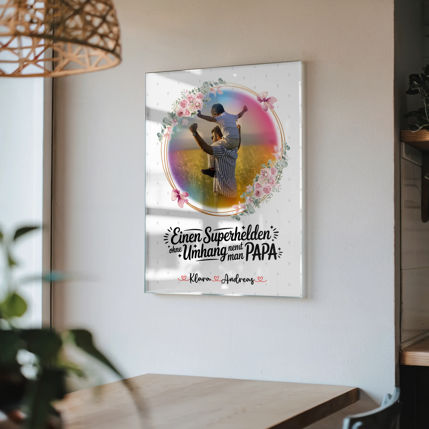 Personalisiertes Acryl Glas Bruder ist mein Held mit 1 Foto, Namen & Wunschtext