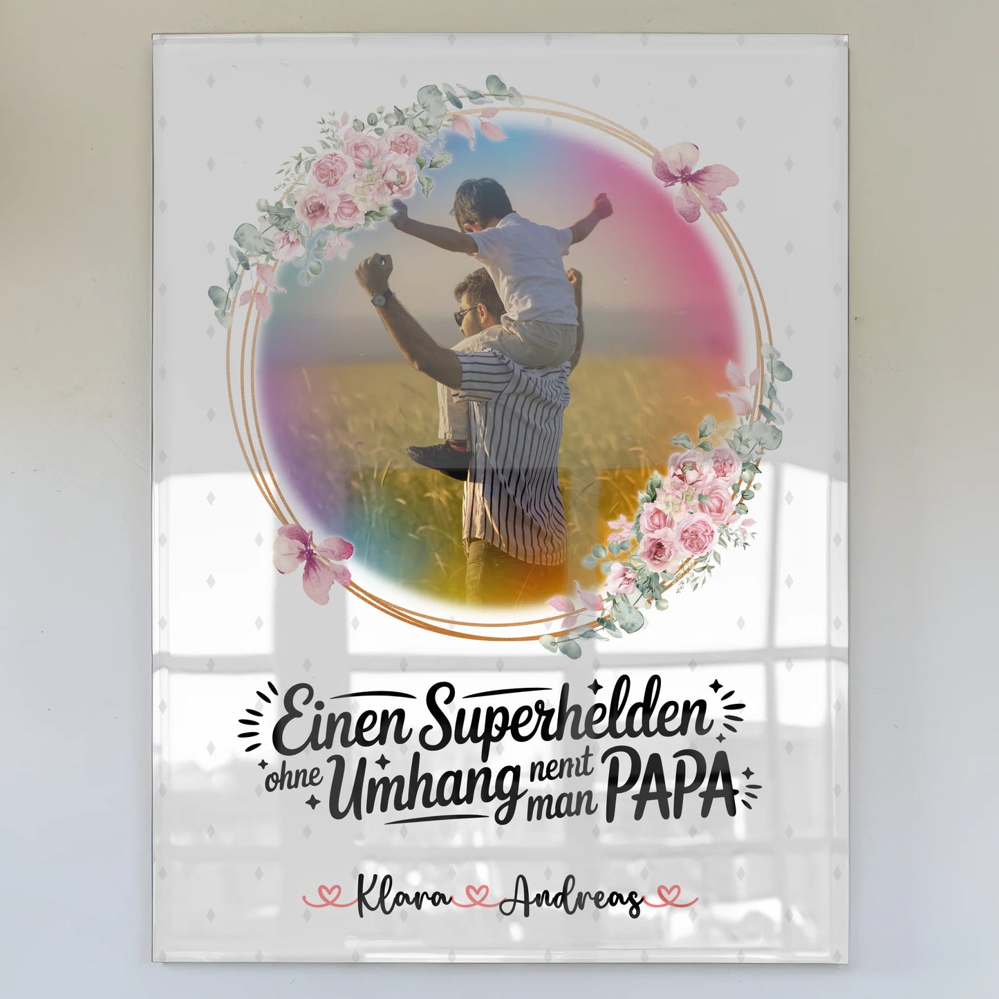 Personalisiertes Acryl Glas Bruder ist mein Held mit 1 Foto, Namen & Wunschtext