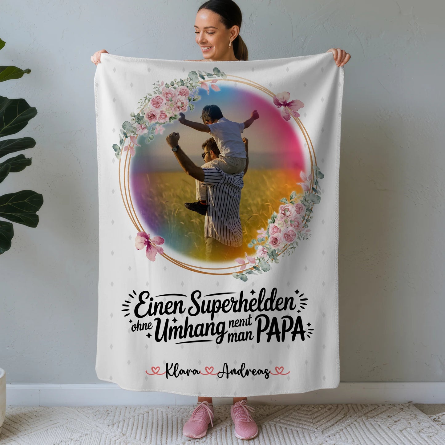 Personalisierte Decke Mann Mit Foto & Namen - Bruder ist mein Held Papa Wunschtext