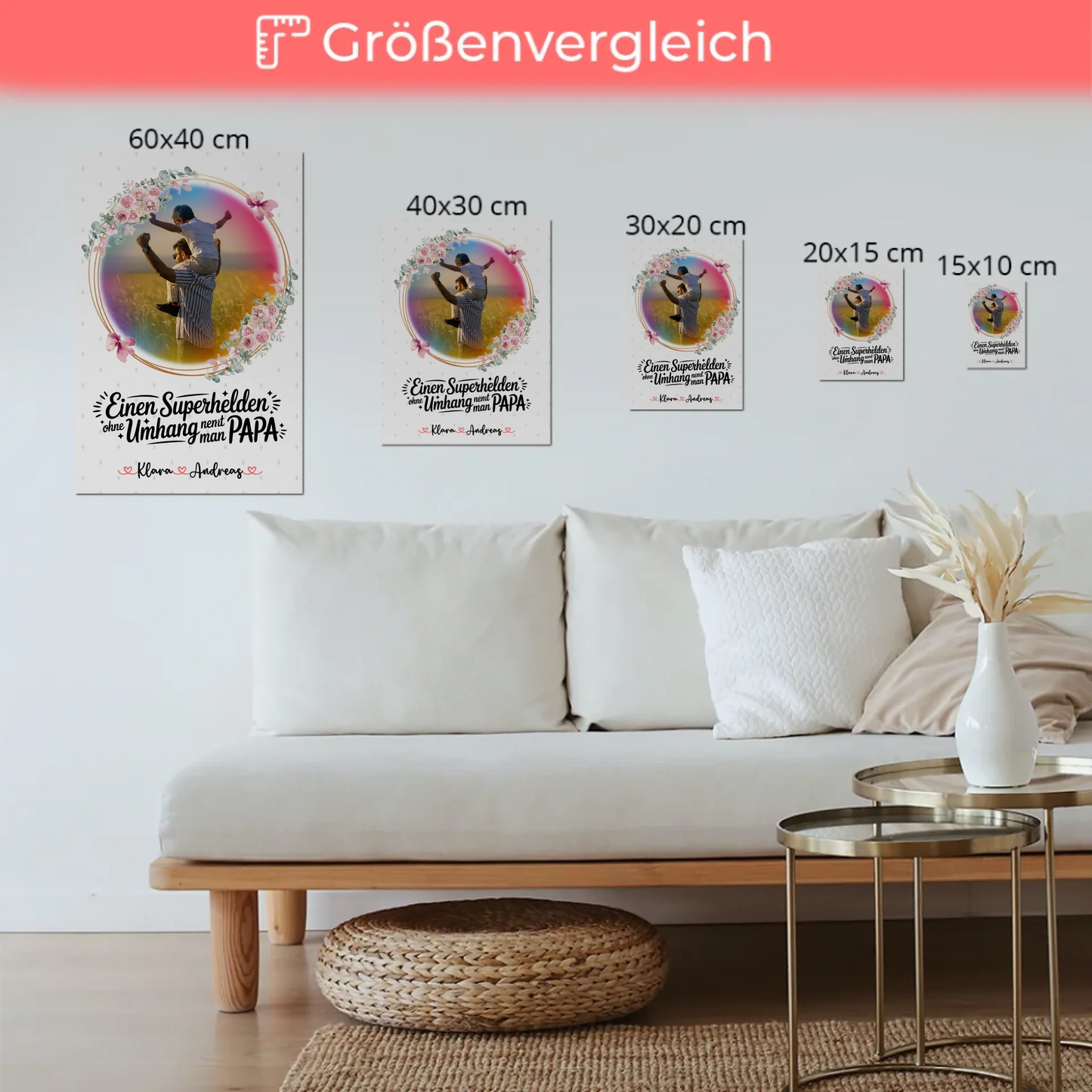 Fotoboard Magnet Poster personalisiert Mit Foto & Namen Eigener Spruch Bruder ist mein Held