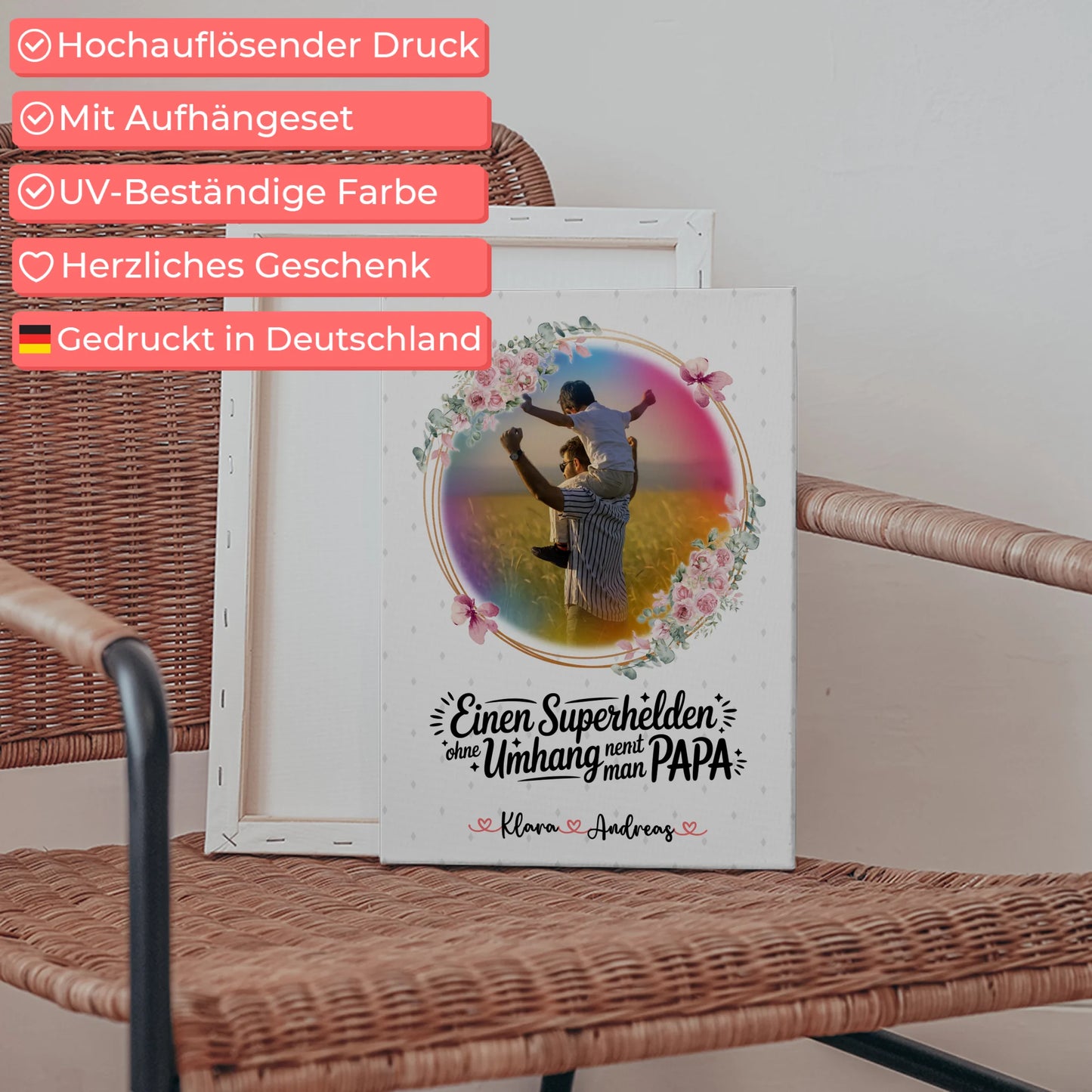 Leinwand Bild Bruder ist mein Held für Papa Mit Foto & Namen und Wunschtext