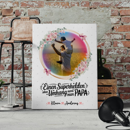 Leinwand Bild Bruder ist mein Held für Papa Mit Foto & Namen und Wunschtext