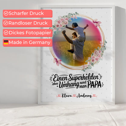 Poster Papa personalisiert mit Foto & Namen - Bruder ist mein Held, eigener Spruch