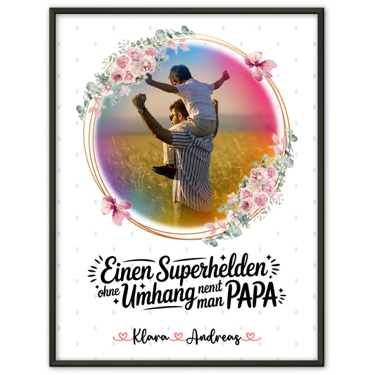 Poster Papa personalisiert mit Foto & Namen - Bruder ist mein Held, eigener Spruch