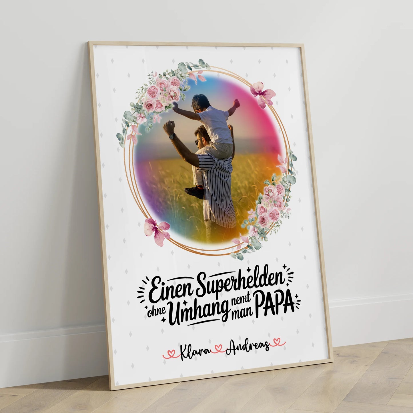 Poster Papa personalisiert mit Foto & Namen - Bruder ist mein Held, eigener Spruch