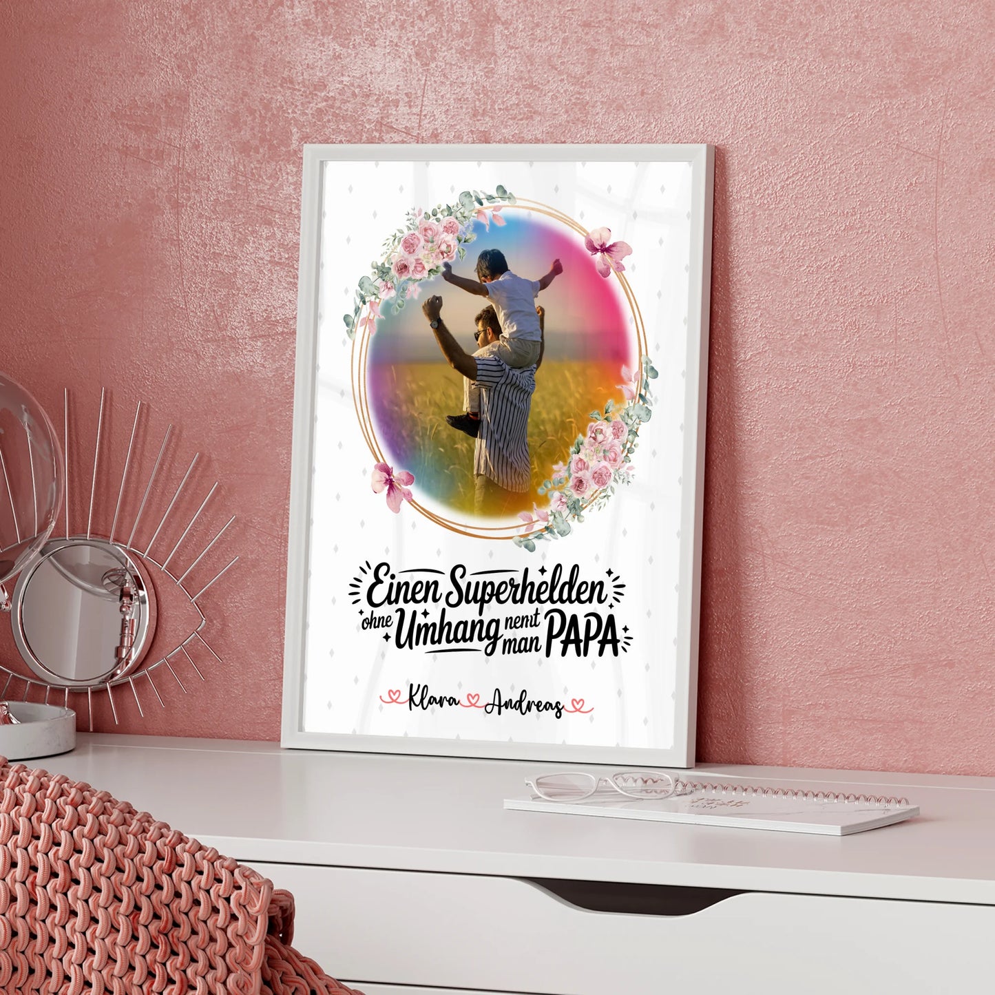 Poster Papa personalisiert mit Foto & Namen - Bruder ist mein Held, eigener Spruch