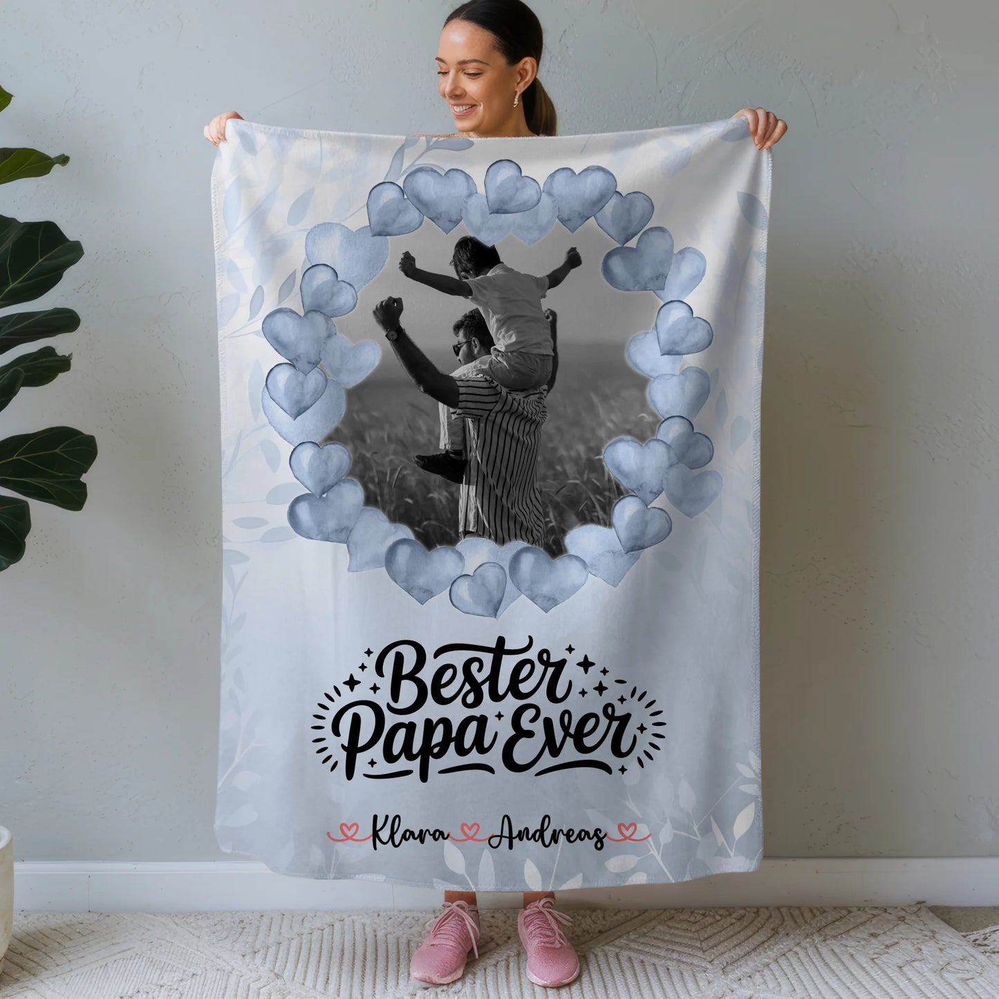 Personalisierte Decke Mann Bester Papa Ever 10 Foto & Namen