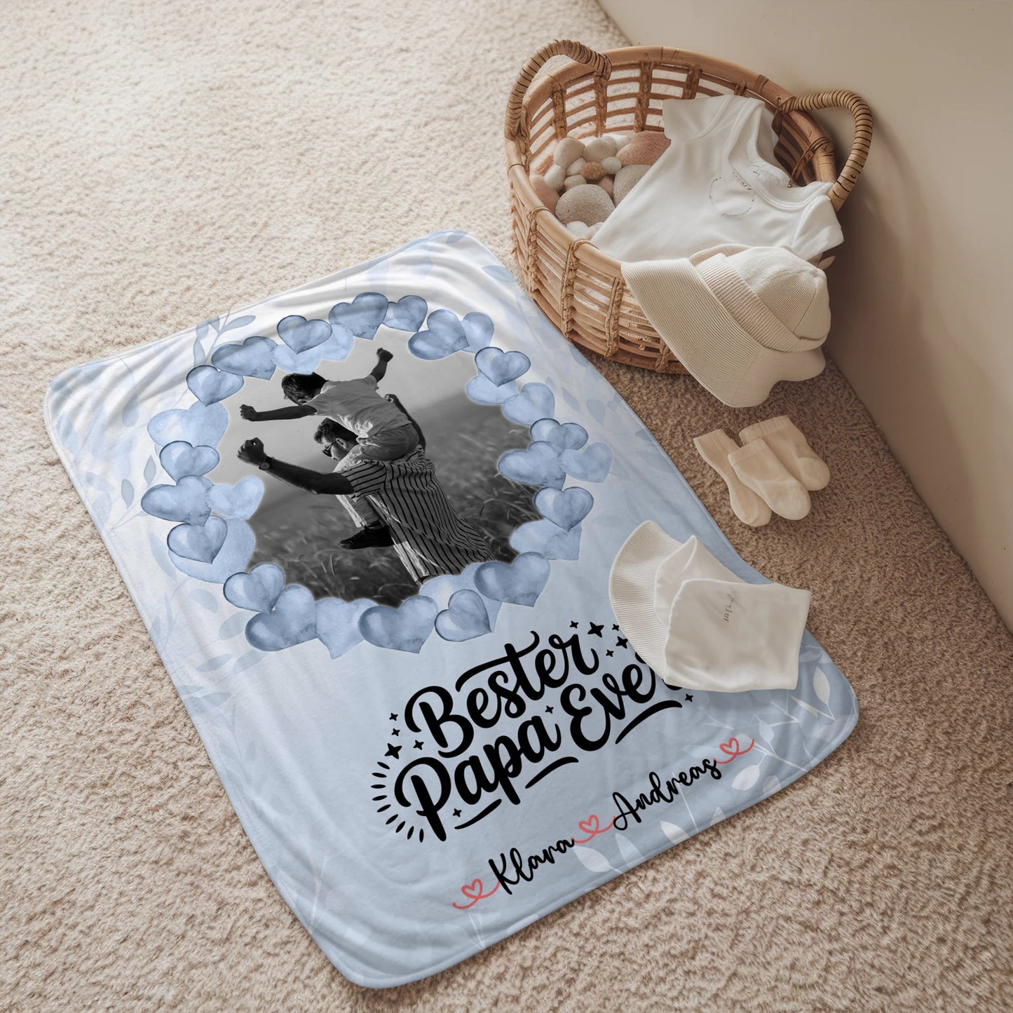 Personalisierte Decke Mann Bester Papa Ever 10 Foto & Namen
