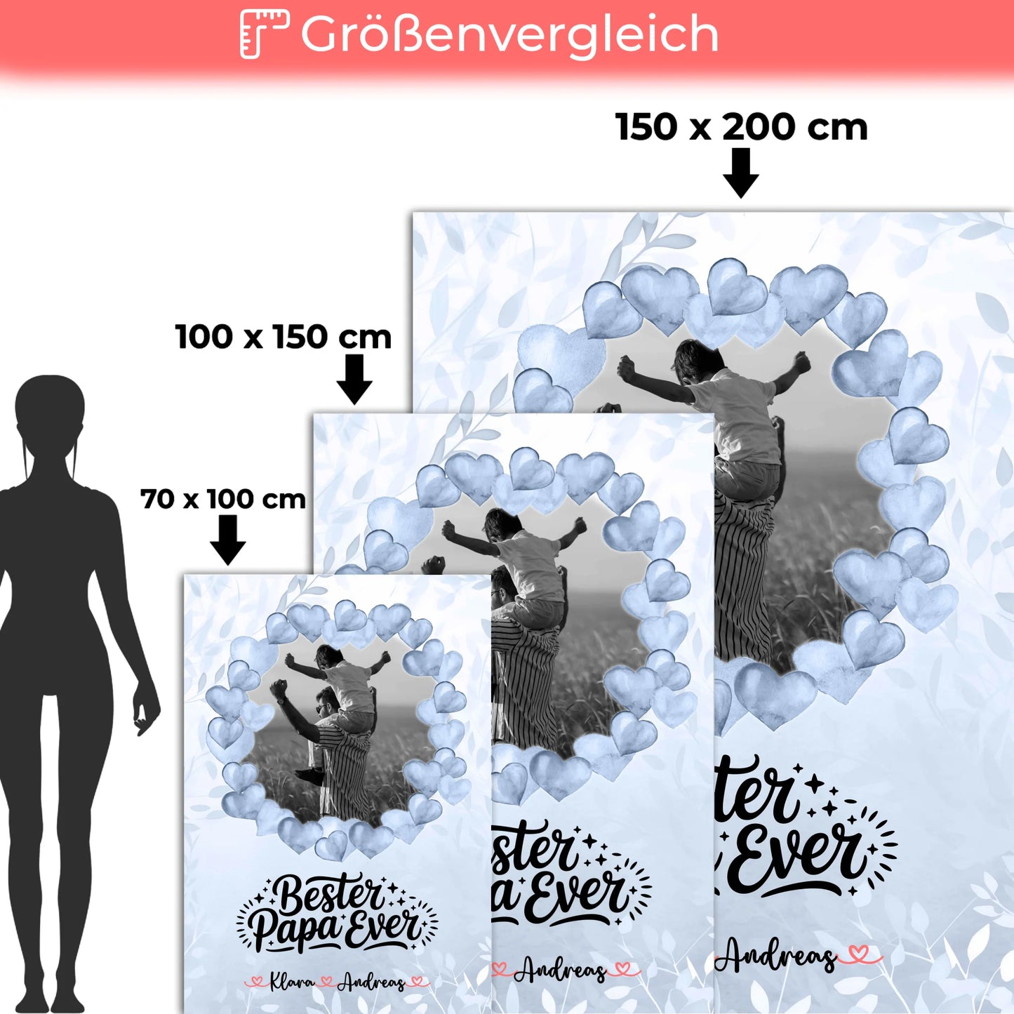 Personalisierte Decke Mann Bester Papa Ever 10 Foto & Namen