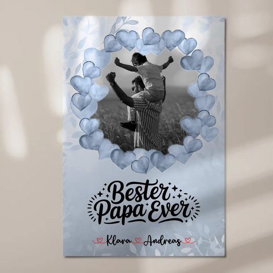 Magnet Wandbild Papa Black & White Foto, Namen & Spruch