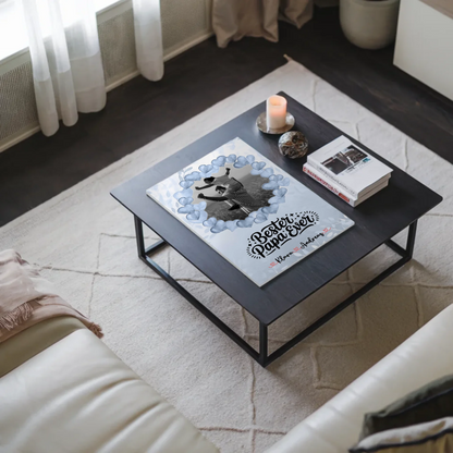 Magnet Wandbild Papa Black & White Foto, Namen & Spruch