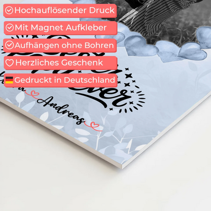 Magnet Wandbild Papa Black & White Foto, Namen & Spruch