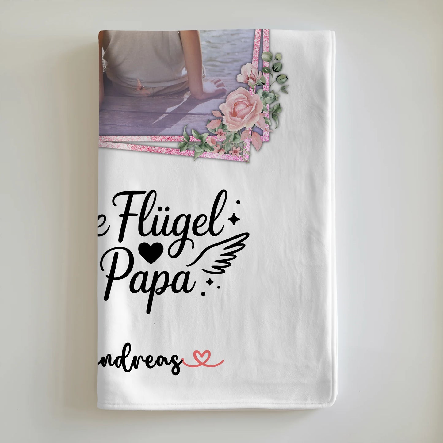 Personalisierte Decke Mann mit 1 Foto, Hintergrundbild, Namen & eigenem Spruch, Papa