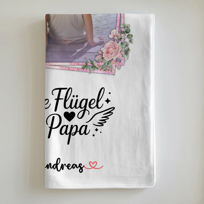Personalisierte Decke Mann mit 1 Foto, Hintergrundbild, Namen & eigenem Spruch, Papa