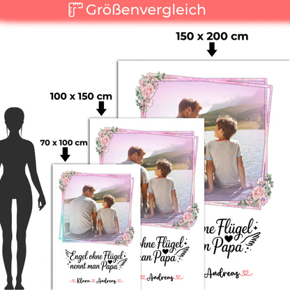 Personalisierte Decke Mann mit 1 Foto, Hintergrundbild, Namen & eigenem Spruch, Papa