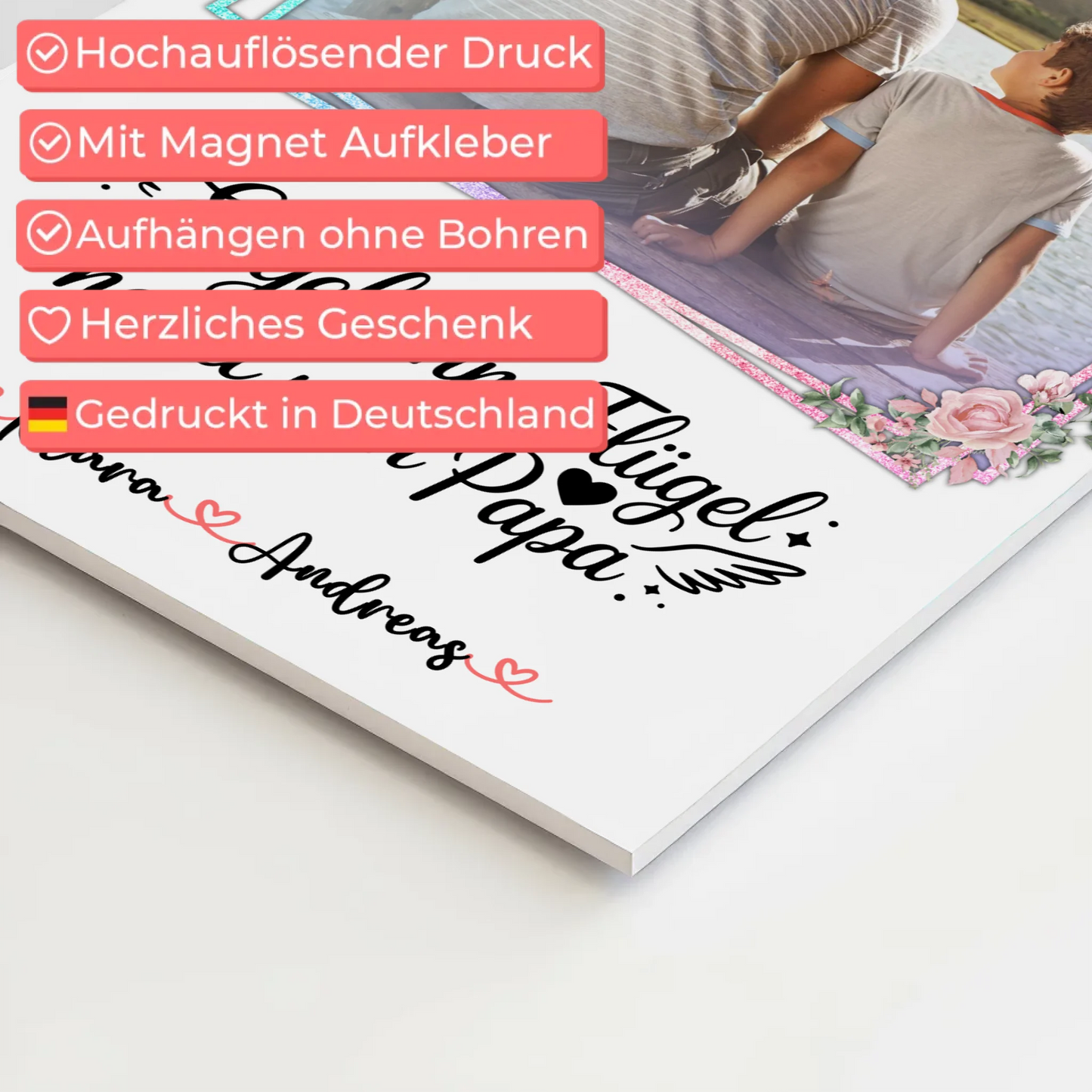 Fotoboard Magnet Wandbild Bruder ist ein Engel Papa mit Namen & Foto personalisierbar