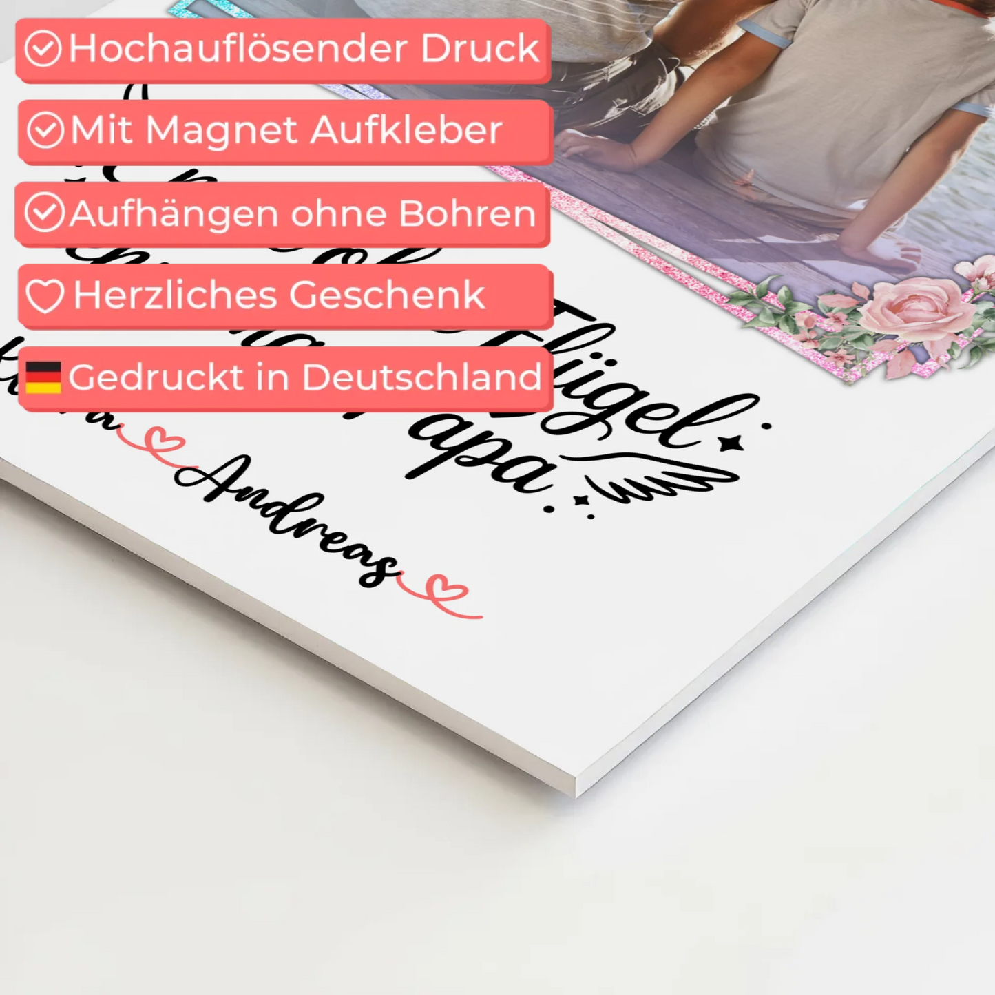 Fotoboard Magnet Wandbild Bruder ist ein Engel Papa mit Namen & Foto personalisierbar