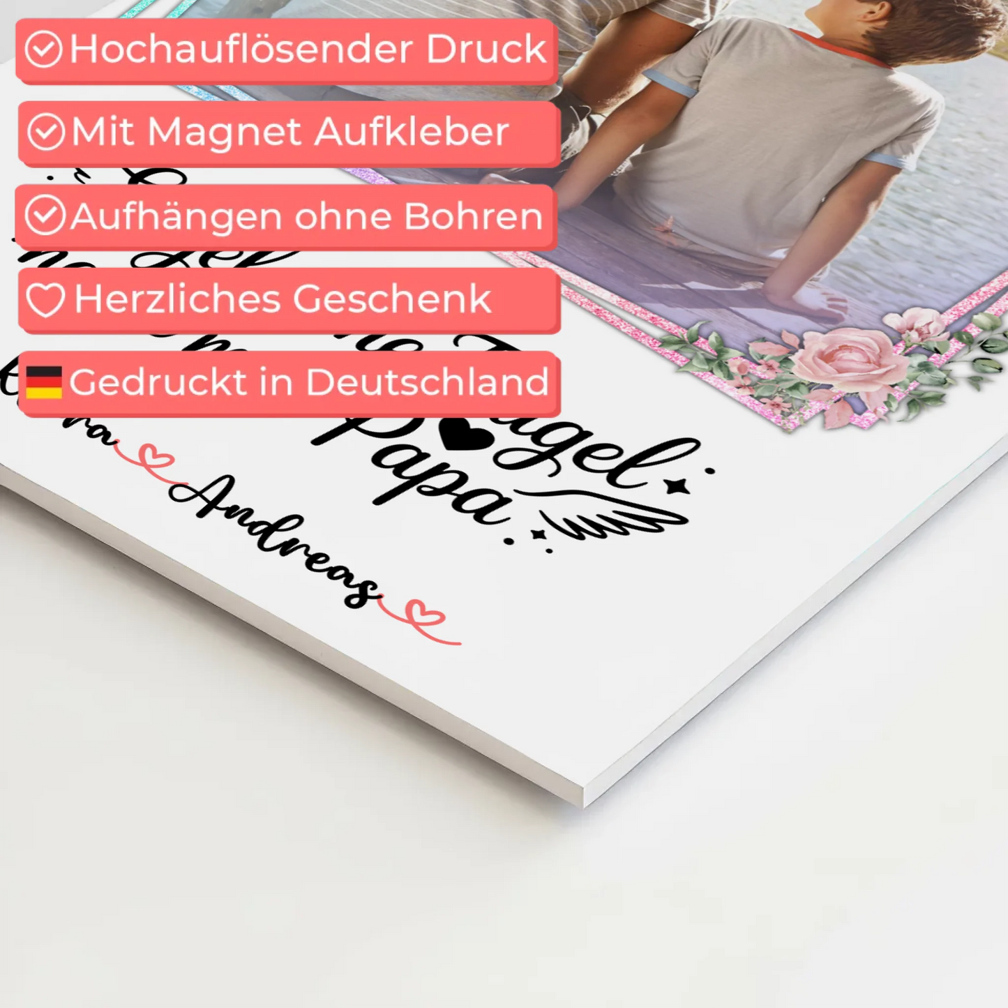 Fotoboard Magnet Wandbild Bruder ist ein Engel Papa mit Namen & Foto personalisierbar