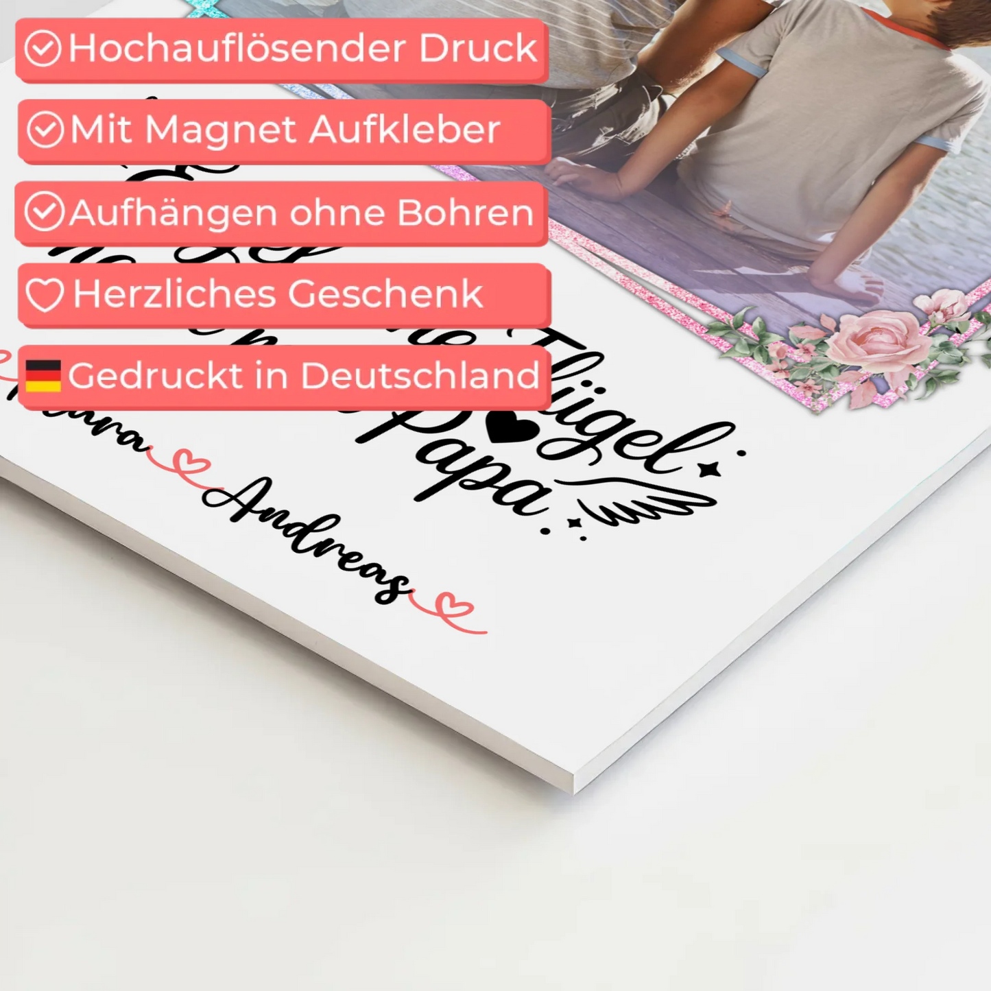 Fotoboard Magnet Wandbild Bruder ist ein Engel Papa mit Namen & Foto personalisierbar